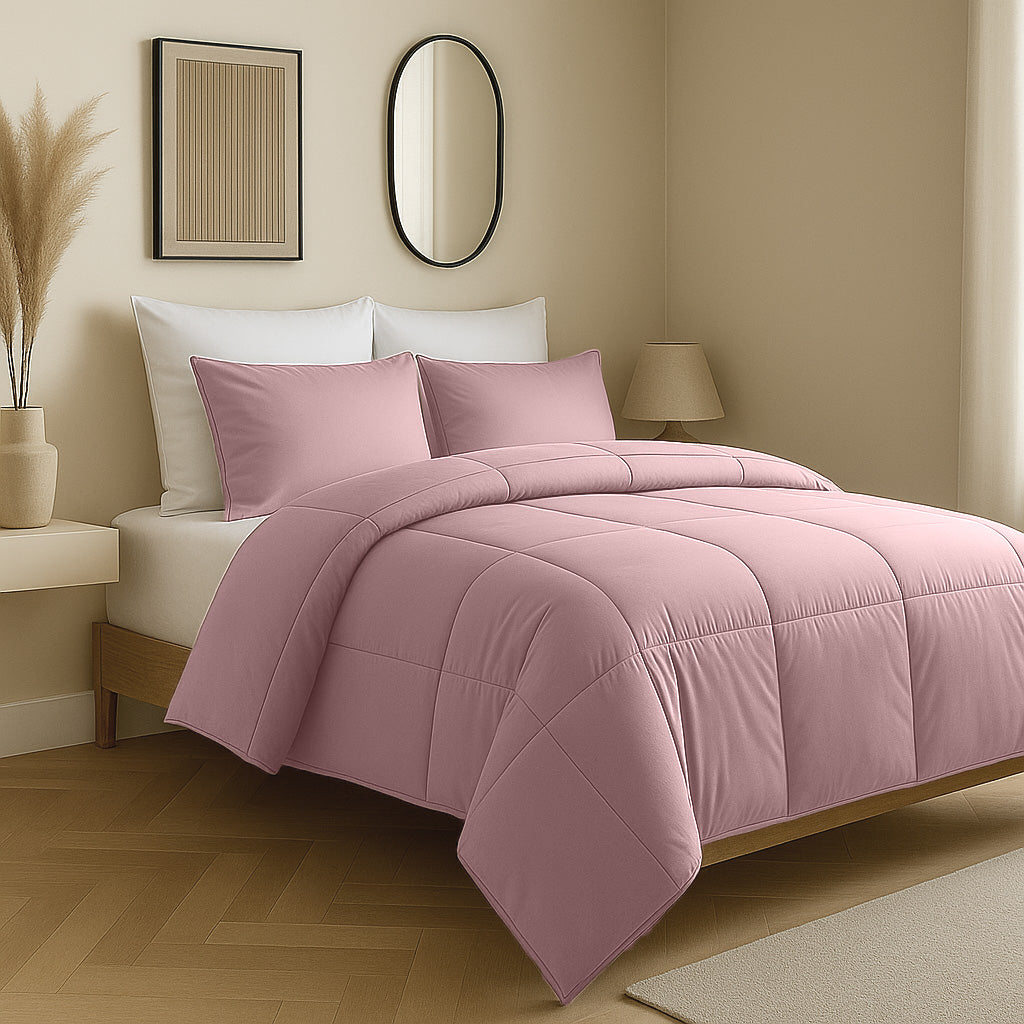 Matte Satin Duvet in Chalk Pink – Easy Care and All-Season Comfort 1