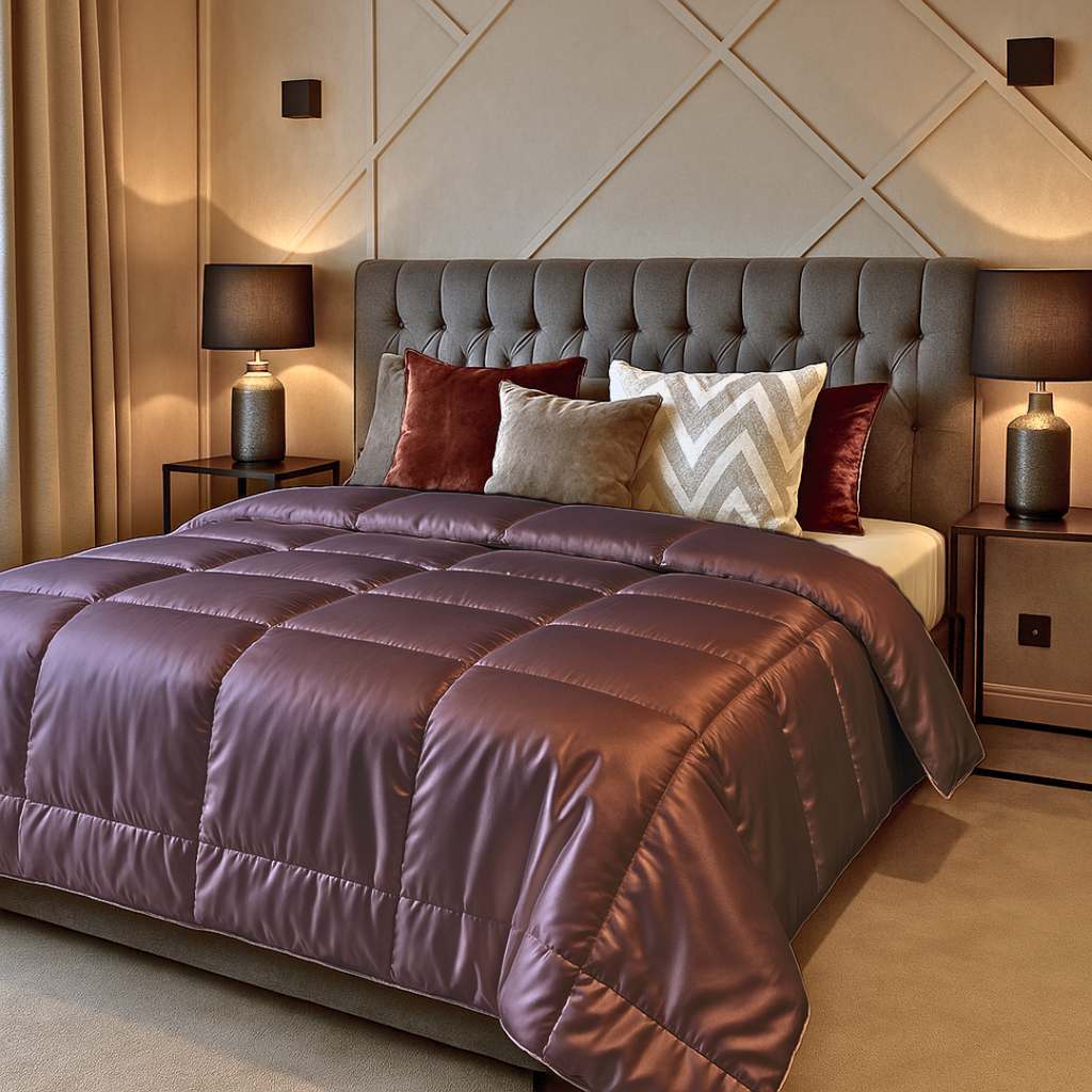 Satin Duvet Without Cover – Soft, Breathable, 2-in-1 Design for All Seasons, Dark Taupe, Available in Multiple Sizes 1