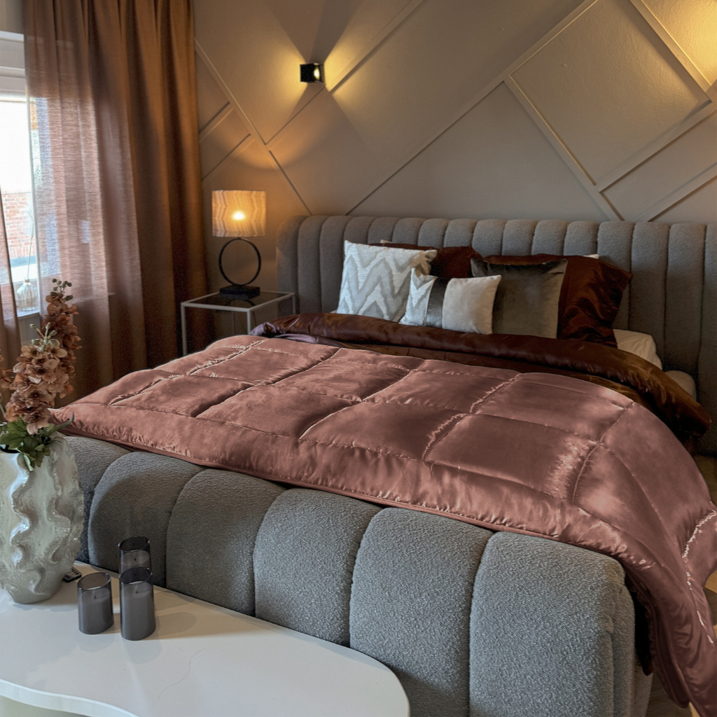 Satin Duvet Without Cover – Soft, Breathable, 2-in-1 Design for All Seasons, Dark Taupe, Available in Multiple Sizes 2