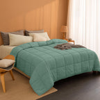 Stone Washed Green Duvet - 2-in-1 Microfibre Bedspread for Summer Comfort 1