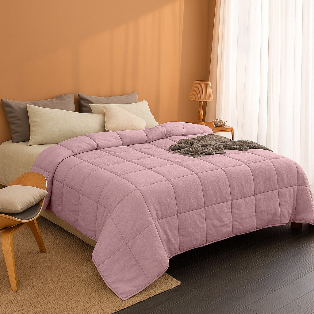 Stone Washed Pink Duvet – 2-in-1 Microfibre Bedspread for Summer Comfort 1