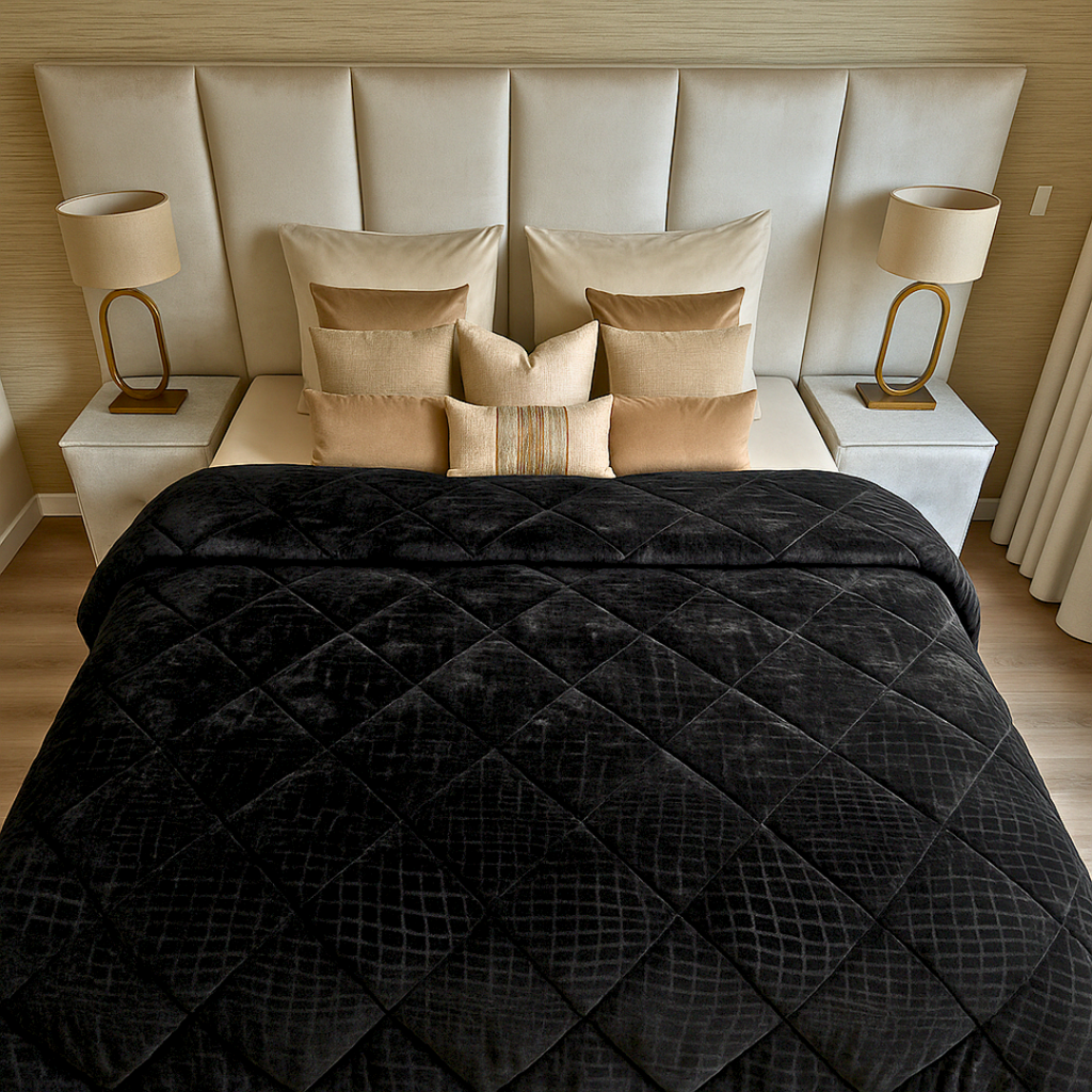 Velvet Duvet Without Cover – Jet Black, Soft and Breathable for Comfortable Sleep 1